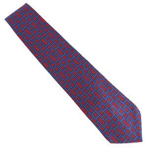 Guess Men Tie 100% Silk Geometric Red Blue Size 58x4 - NWOT - made in USA